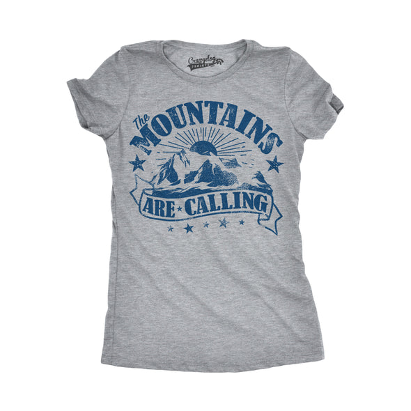 Womens The Mountains Are Calling Cool Sunset Vintage Rockies Funny Hiking Nature T shirt
