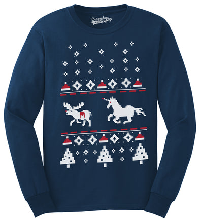 Unicorn Stab Funny Stabbing Ugly Christmas Crew Neck Unisex Sweatshirt
