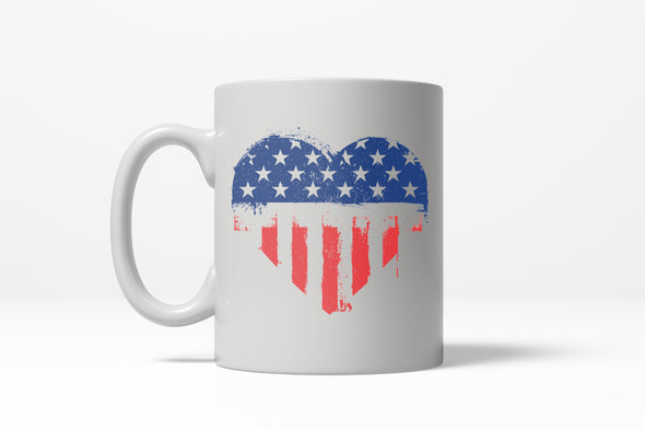 USA Heart Vintage American Flag United States Patriotic Ceramic Coffee Drinking Mug - 11oz