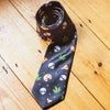 Alien Pizza Weed Necktie Funny Stoner 420 UFO Munchies Sarcastic Formealwear Tie for Party