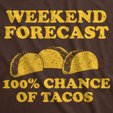 Mens Weekend Forecast 100% Chance of Tacos Tshirt Funny Mexican Tee