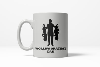 Worlds Okayest Dad Upside Down Kids Funny Fathers Day Ceramic Coffee Drinking Mug (White) - 11oz